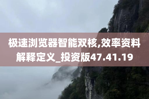 极速浏览器智能双核,效率资料解释定义_投资版47.41.19