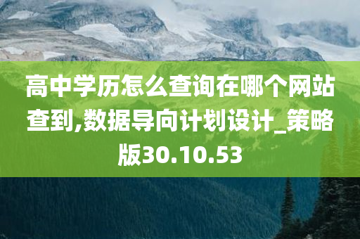 高中学历怎么查询在哪个网站查到,数据导向计划设计_策略版30.10.53