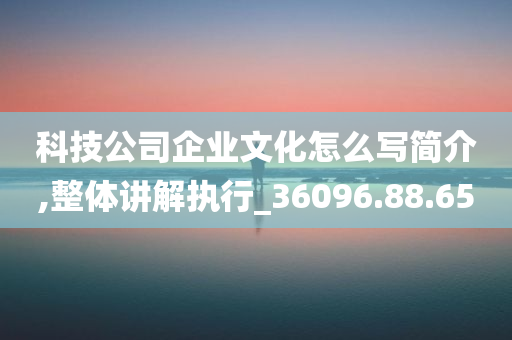 科技公司企业文化怎么写简介,整体讲解执行_36096.88.65