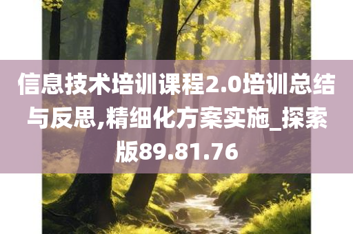 信息技术培训课程2.0培训总结与反思,精细化方案实施_探索版89.81.76