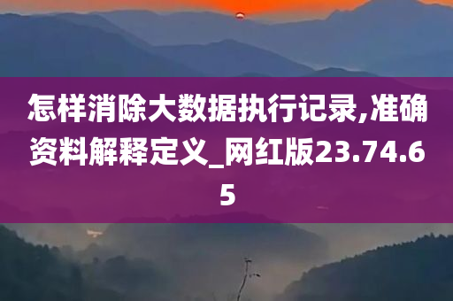 怎样消除大数据执行记录,准确资料解释定义_网红版23.74.65