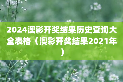 2024澳彩开奖结果历史查询大全表格（澳彩开奖结果2021年）