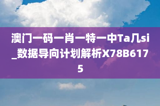 澳门一码一肖一特一中Ta几si_数据导向计划解析X78B6175