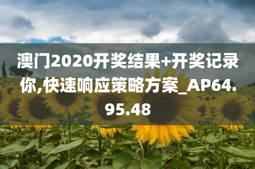 澳门2020开奖结果+开奖记录你,快速响应策略方案_AP64.95.48