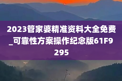 2023管家婆精准资料大全免费_可靠性方案操作纪念版61F9295