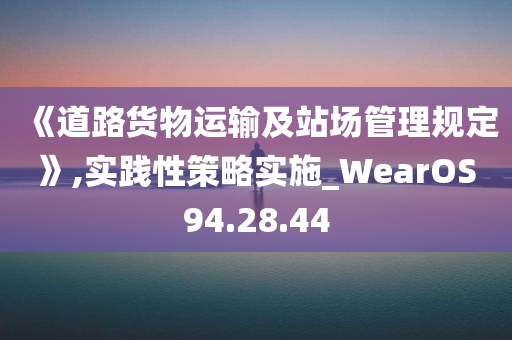 《道路货物运输及站场管理规定》,实践性策略实施_WearOS94.28.44