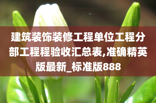 建筑装饰装修工程单位工程分部工程程验收汇总表,准确精英版最新_标准版888