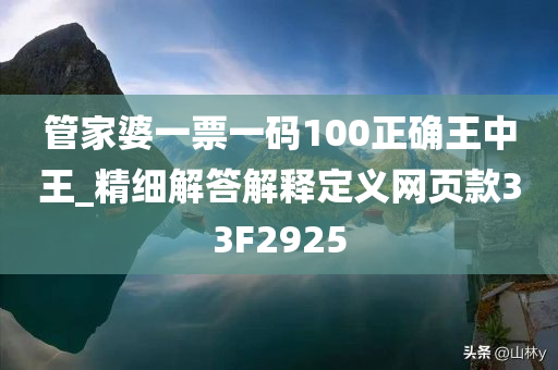 管家婆一票一码100正确王中王_精细解答解释定义网页款33F2925