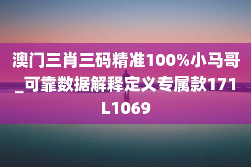 澳门三肖三码精准100%小马哥_可靠数据解释定义专属款171L1069