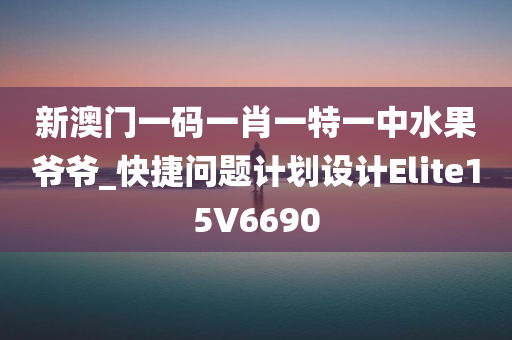 新澳门一码一肖一特一中水果爷爷_快捷问题计划设计Elite15V6690