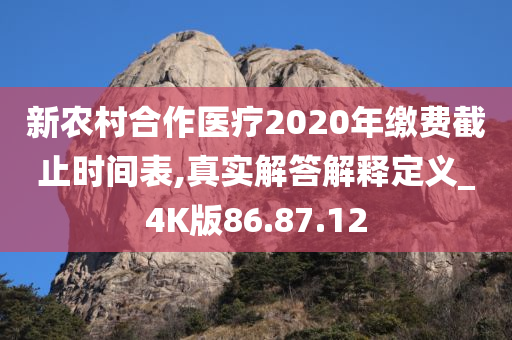 新农村合作医疗2020年缴费截止时间表,真实解答解释定义_4K版86.87.12