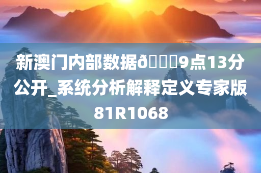 新澳门内部数据🐎9点13分公开_系统分析解释定义专家版81R1068