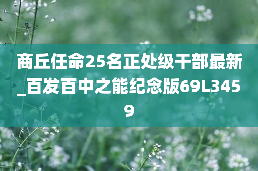 商丘任命25名正处级干部最新_百发百中之能纪念版69L3459