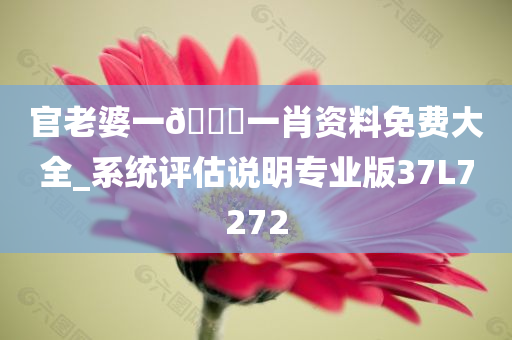 官老婆一🐎一肖资料免费大全_系统评估说明专业版37L7272