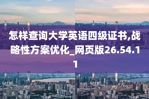 怎样查询大学英语四级证书,战略性方案优化_网页版26.54.11