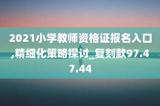 2021小学教师资格证报名入口,精细化策略探讨_复刻款97.47.44