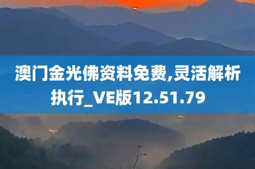 澳门金光佛资料免费,灵活解析执行_VE版12.51.79