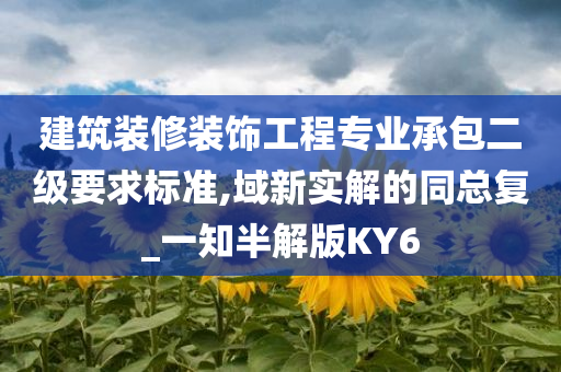 建筑装修装饰工程专业承包二级要求标准,域新实解的同总复_一知半解版KY6