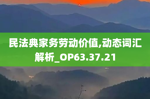 民法典家务劳动价值,动态词汇解析_OP63.37.21