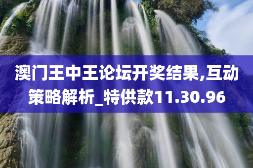 澳门王中王论坛开奖结果,互动策略解析_特供款11.30.96