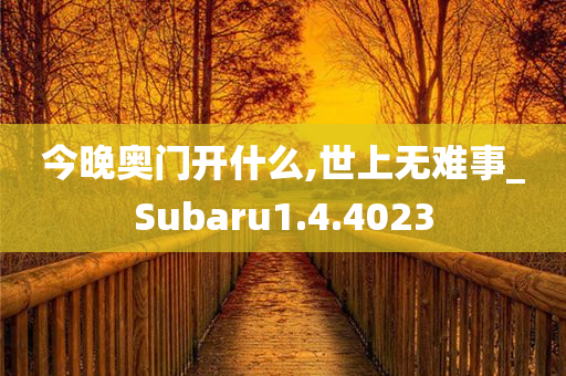 今晚奥门开什么,世上无难事_Subaru1.4.4023