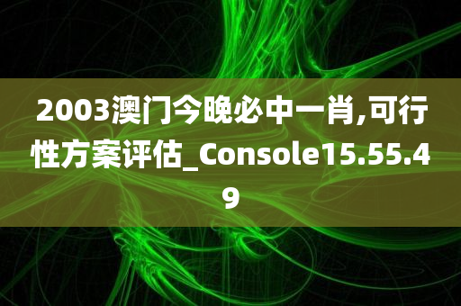 2003澳门今晚必中一肖,可行性方案评估_Console15.55.49