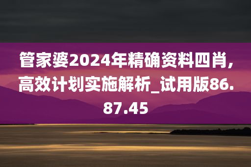 管家婆2024年精确资料四肖,高效计划实施解析_试用版86.87.45