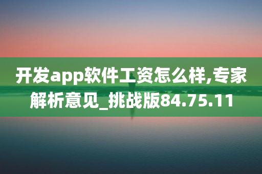 开发app软件工资怎么样,专家解析意见_挑战版84.75.11