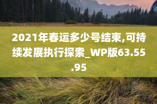 2021年春运多少号结束,可持续发展执行探索_WP版63.55.95