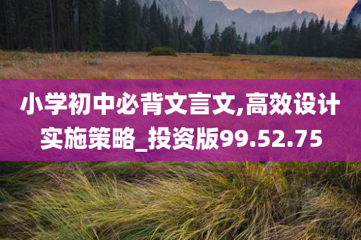 小学初中必背文言文,高效设计实施策略_投资版99.52.75