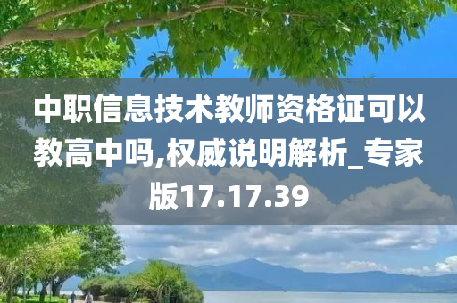 中职信息技术教师资格证可以教高中吗,权威说明解析_专家版17.17.39