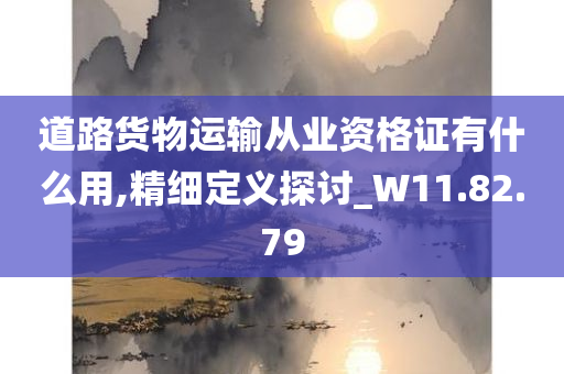 道路货物运输从业资格证有什么用,精细定义探讨_W11.82.79