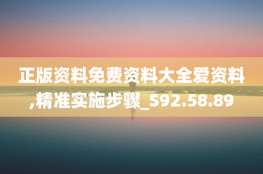 正版资料免费资料大全爱资料,精准实施步骤_S92.58.89