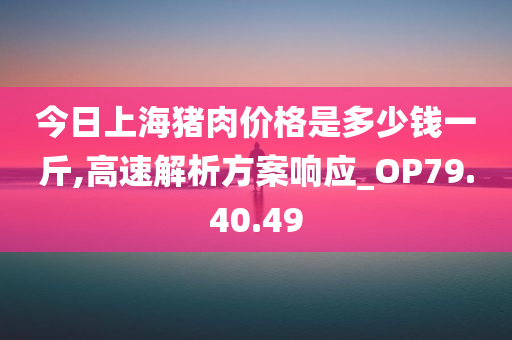 今日上海猪肉价格是多少钱一斤,高速解析方案响应_OP79.40.49