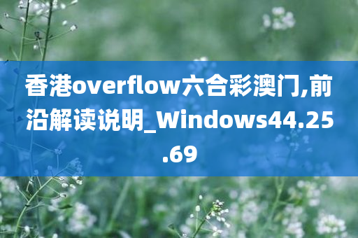 香港overflow六合彩澳门,前沿解读说明_Windows44.25.69