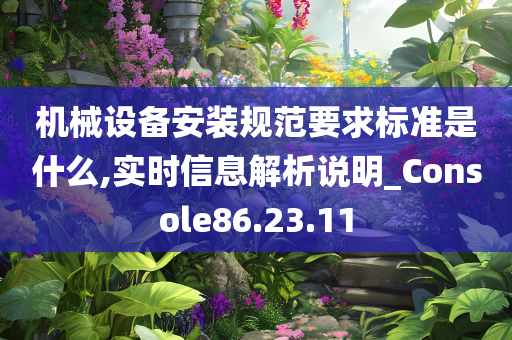 机械设备安装规范要求标准是什么,实时信息解析说明_Console86.23.11