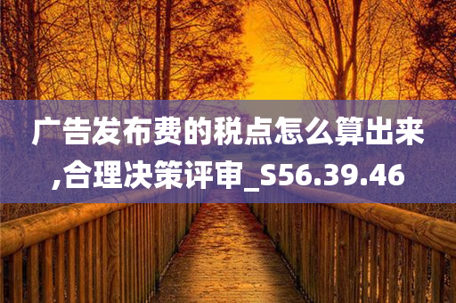 广告发布费的税点怎么算出来,合理决策评审_S56.39.46