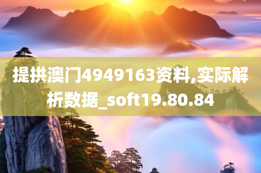 提拱澳门4949163资料,实际解析数据_soft19.80.84