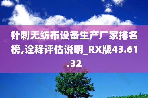 针刺无纺布设备生产厂家排名榜,诠释评估说明_RX版43.61.32