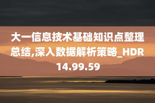 大一信息技术基础知识点整理总结,深入数据解析策略_HDR14.99.59