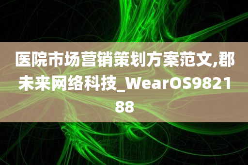 医院市场营销策划方案范文,郡未来网络科技_WearOS982188