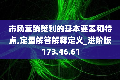 市场营销策划的基本要素和特点,定量解答解释定义_进阶版173.46.61