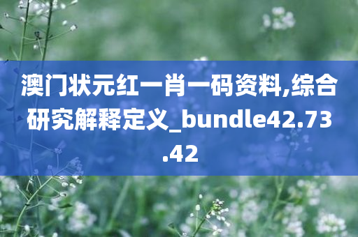 澳门状元红一肖一码资料,综合研究解释定义_bundle42.73.42