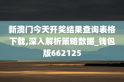 新澳门今天开奖结果查询表格下载,深入解析策略数据_钱包版662125