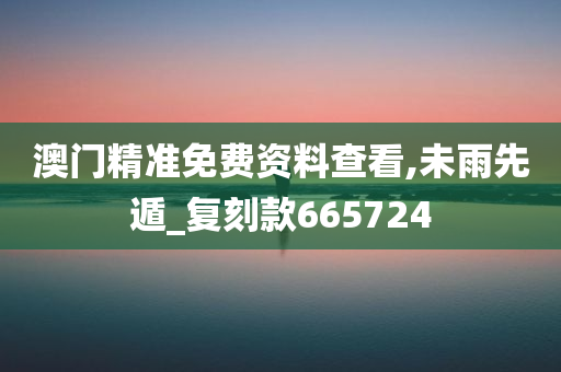 澳门精准免费资料查看,未雨先遁_复刻款665724