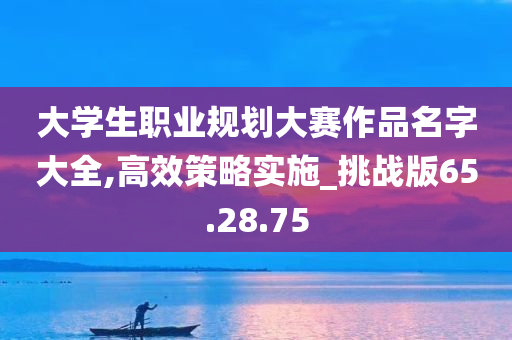 大学生职业规划大赛作品名字大全,高效策略实施_挑战版65.28.75