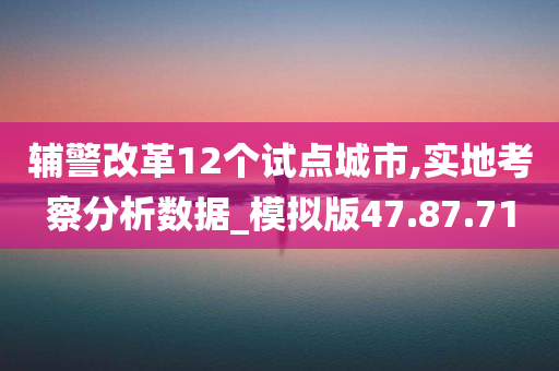 辅警改革12个试点城市,实地考察分析数据_模拟版47.87.71