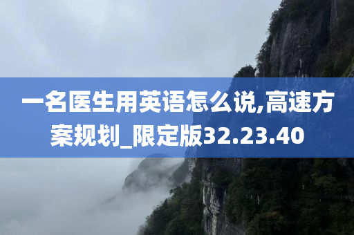 一名医生用英语怎么说,高速方案规划_限定版32.23.40