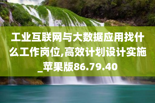 工业互联网与大数据应用找什么工作岗位,高效计划设计实施_苹果版86.79.40