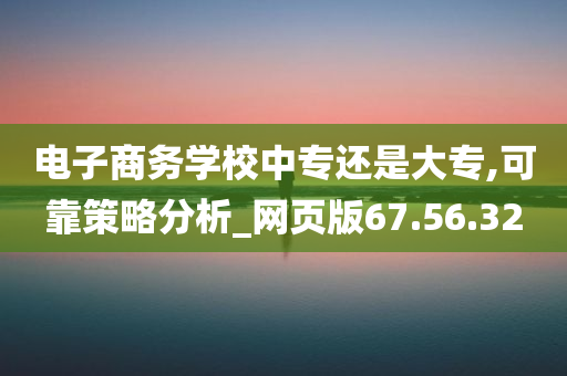 电子商务学校中专还是大专,可靠策略分析_网页版67.56.32